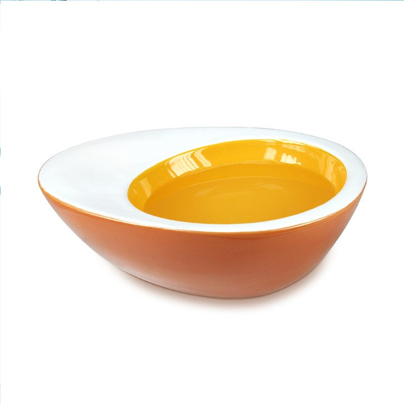 Ceramic Egg Bowl for Pets – Oval Pet Feeding Bowl, 25x18x8cm Medium Size