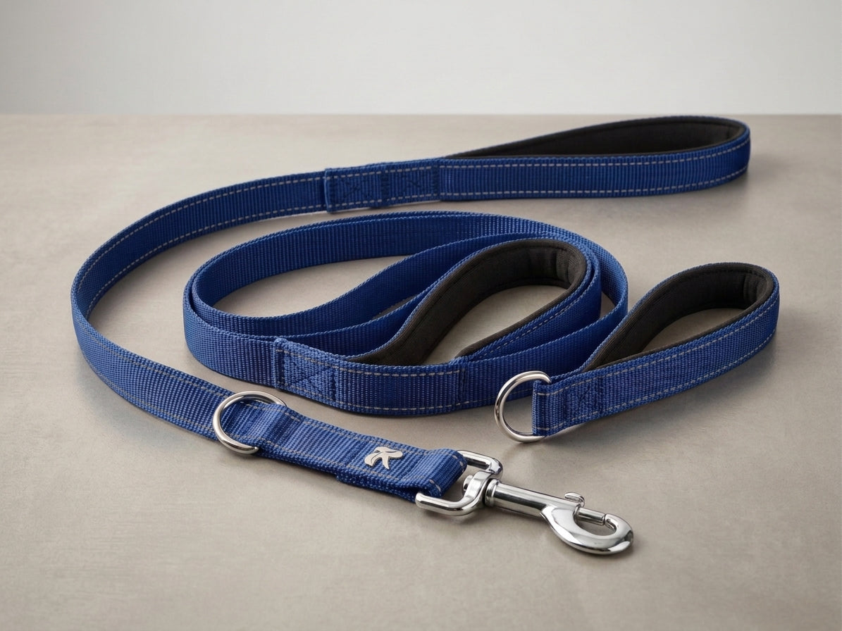 Double Handle Dog Leash – Reflective Nylon Traffic Leash