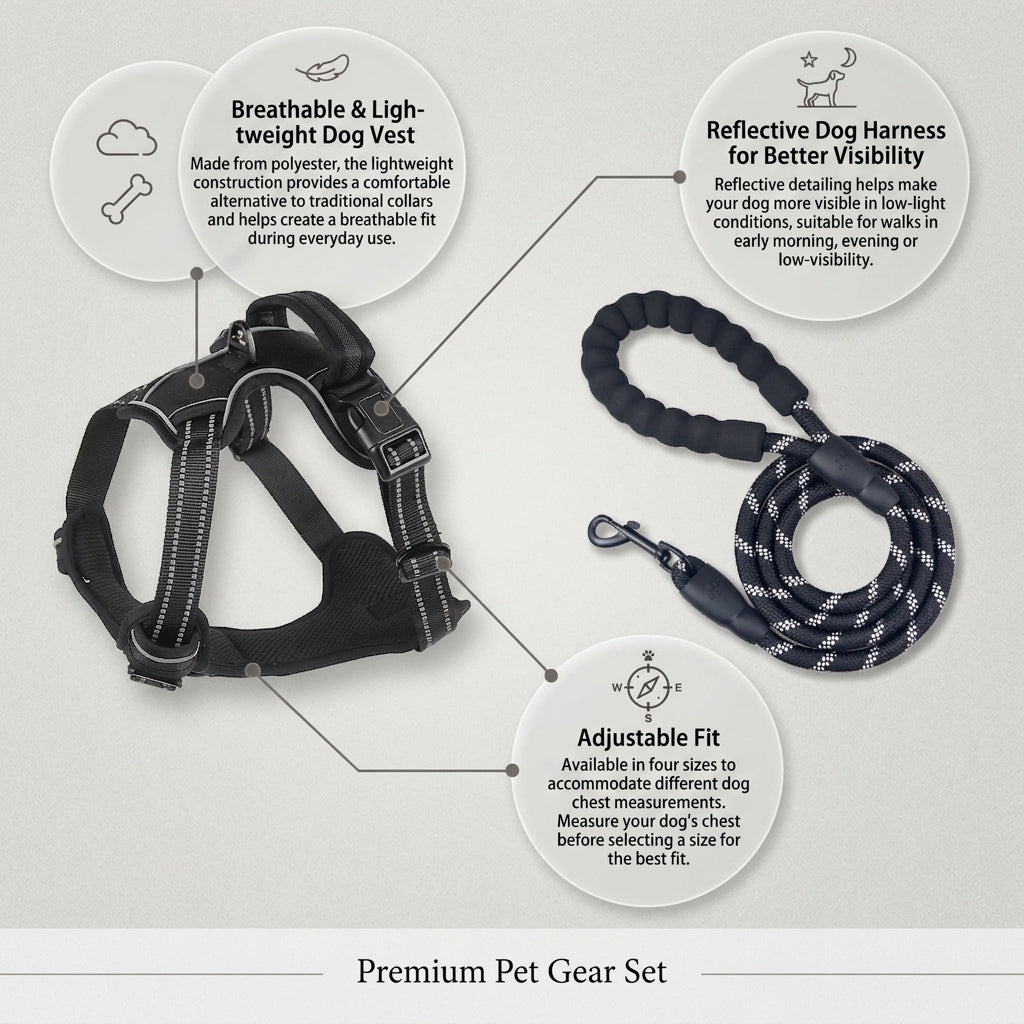No Pull Dog Harness – Reflective Breathable Vest with Adjustable Chest Strap