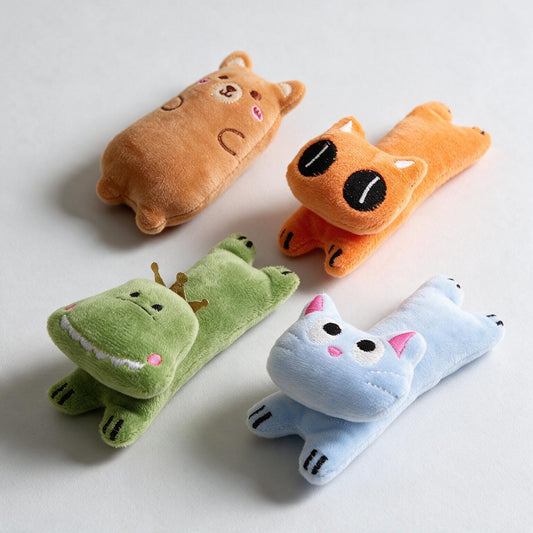 Catnip Plush Cat Toy – Animal Bite Toy for Cats, Blue Cat Green Frog Pink Rabbit Deer Orange Cat Designs
