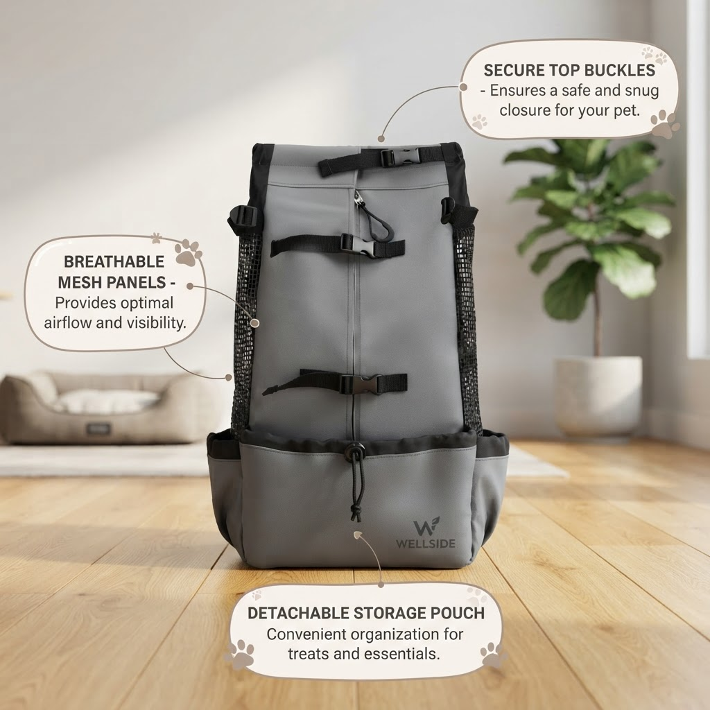 Hunde-Rucksack-Tragetasche für kleine und mittelgroße Hunde – Haustiertrage, Welpen-Rucksack, tragbare Reisetasche, freihändige Outdoor-Hundetasche
