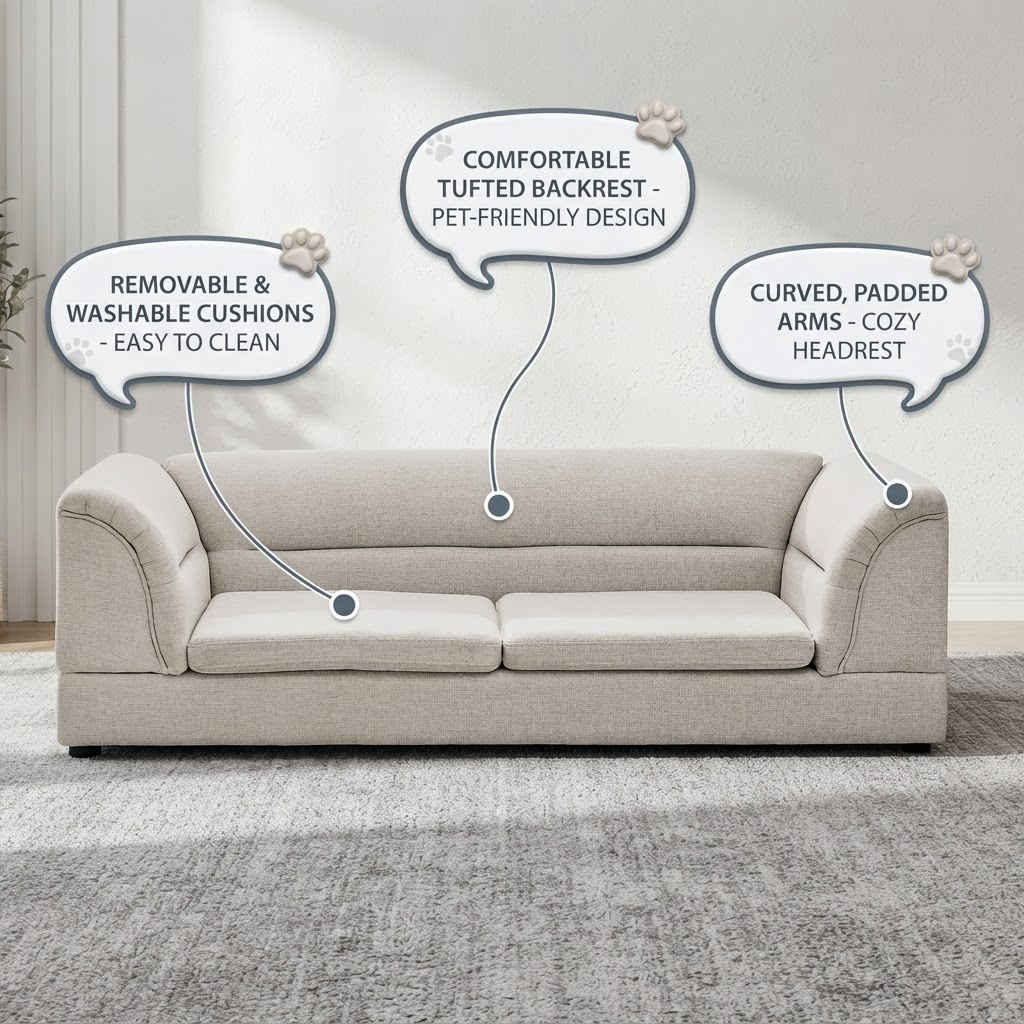 Großes Hundebett für große und extra große Hunde – Übergroßes Haustiersofa, Hundecouch, erhöhtes Haustierbett, bequemes gepolstertes Schlafsofa für Hunde und Katzen