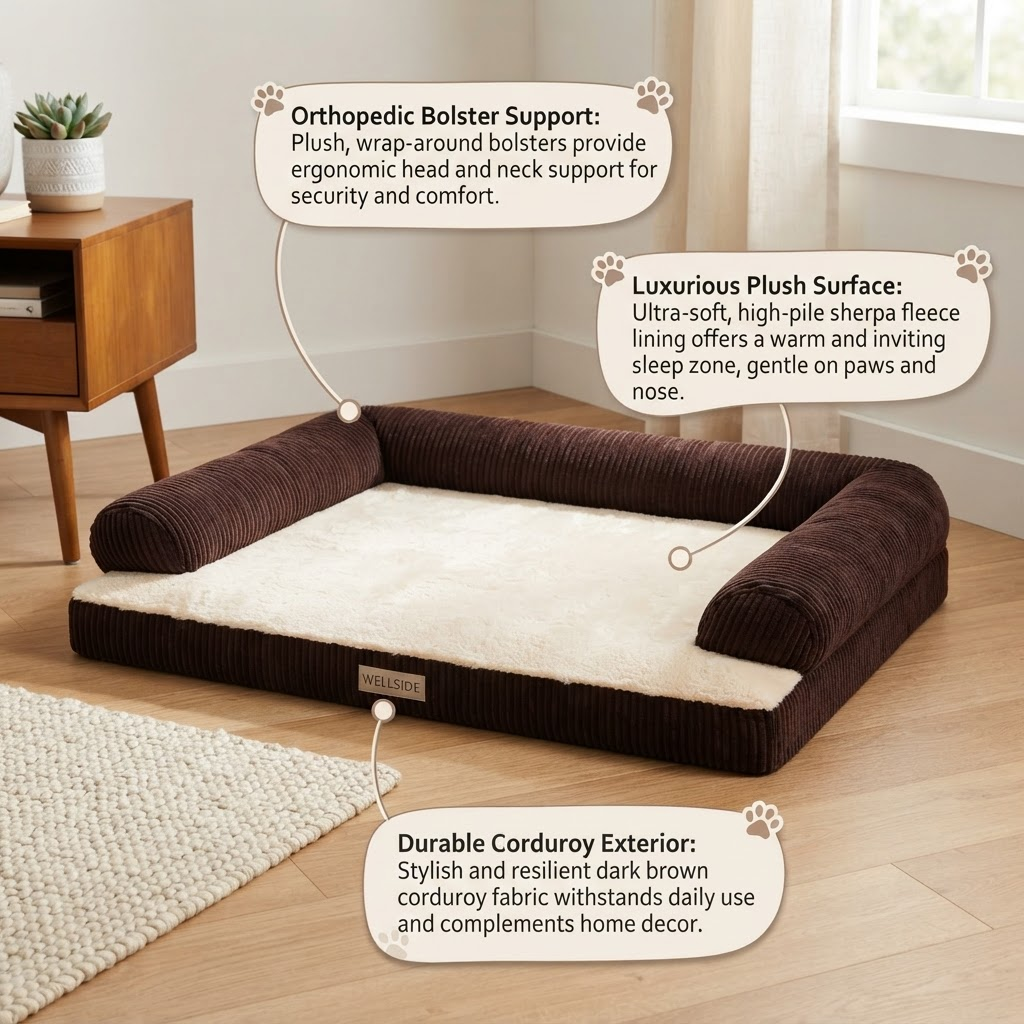 Canapé pour chien – Pour petits, moyens et grands chiens – Lit pour animaux, canapé-lit pour chien, canapé pour chien, lit moelleux, coussin confortable, lit antidérapant pour animaux de compagnie