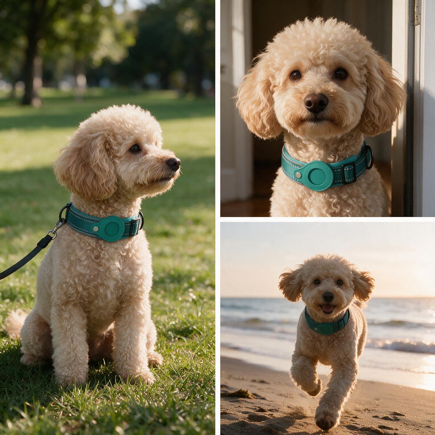 Adjustable Dog Collar – Polyester Walking Collar for Dogs, Cyan Black Pink Orange, Sizes S-XL
