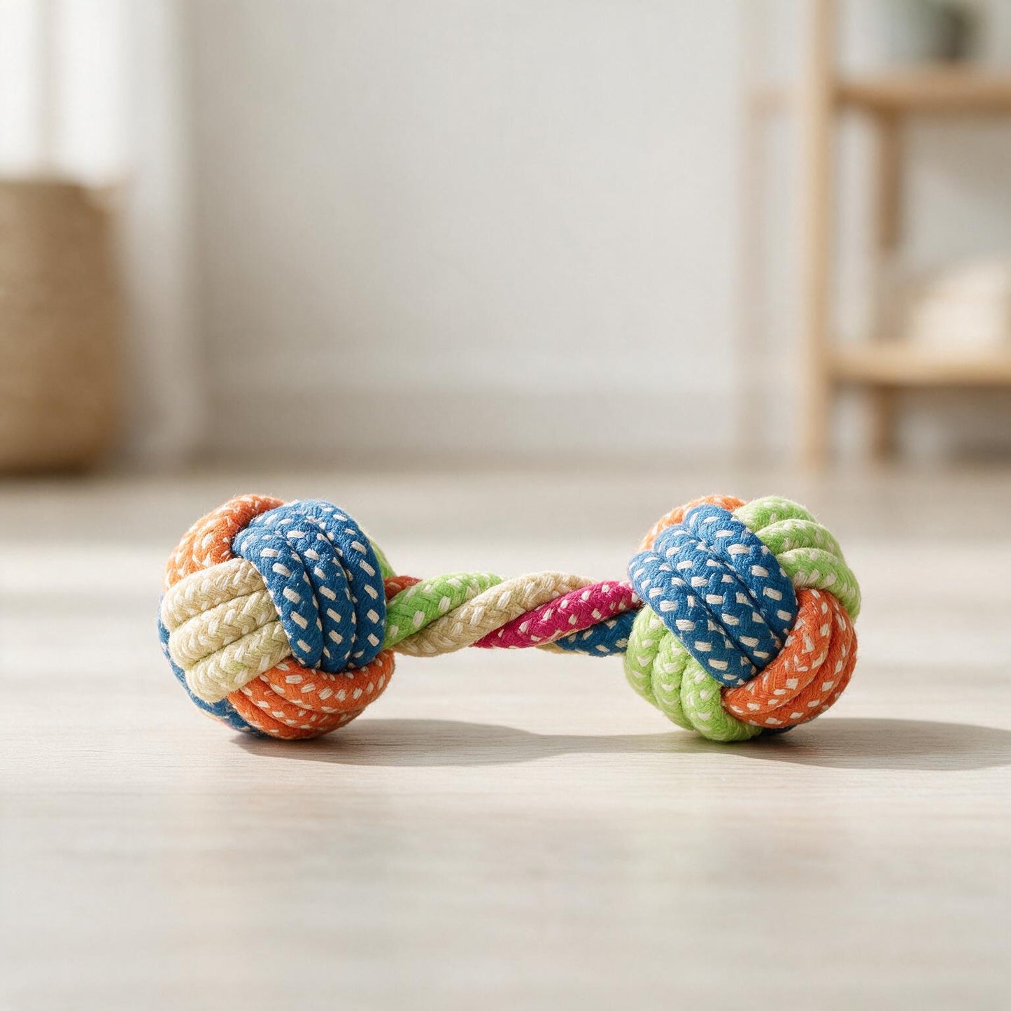 Dog Bites Cotton Rope Toy - multicolor braided rope dumbbell dog toy