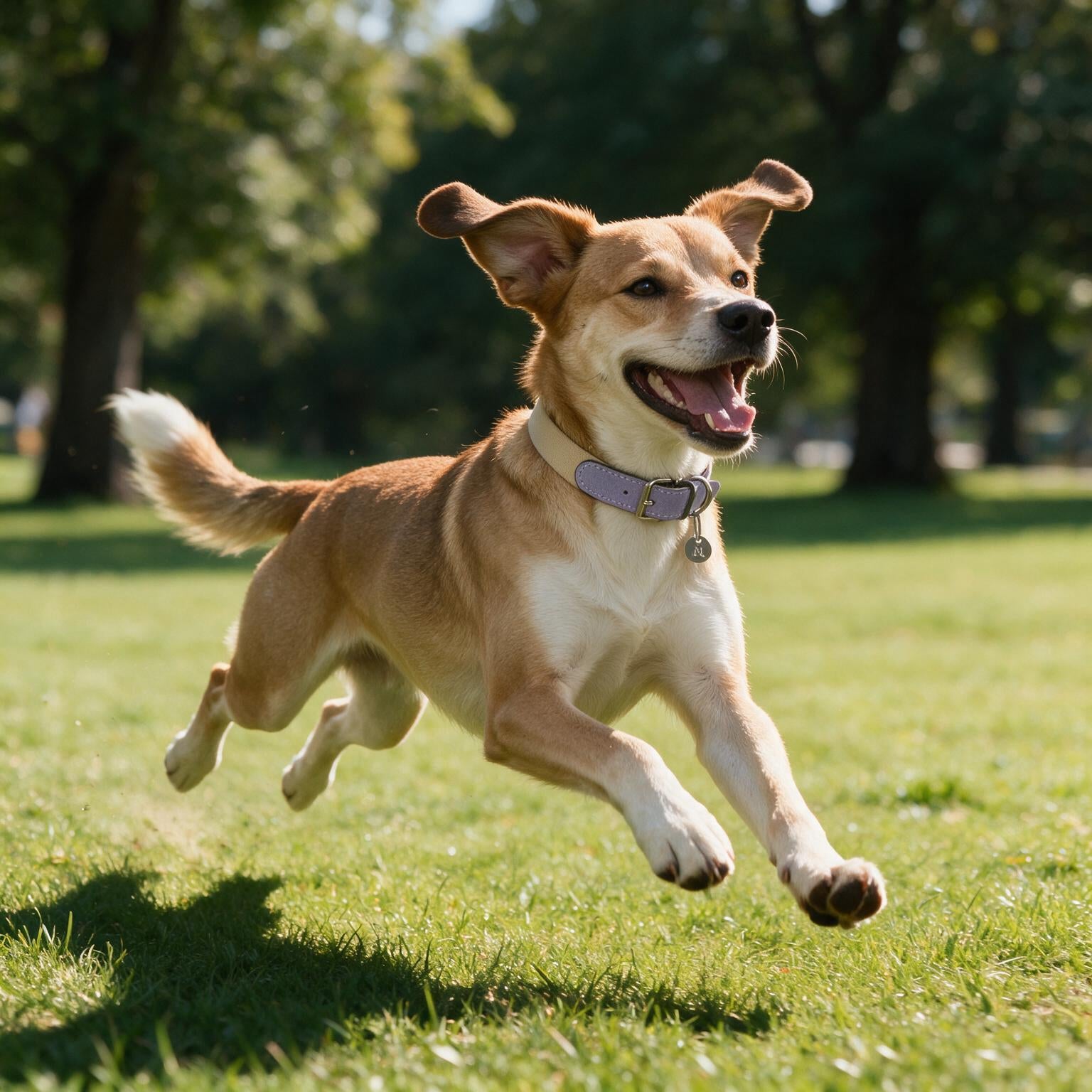 Baseball Dog Collar - dog running and playing in the park